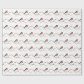 Papier Cadeau Robin Bird Woodland Rustique Xmas aquarelle (Plat)