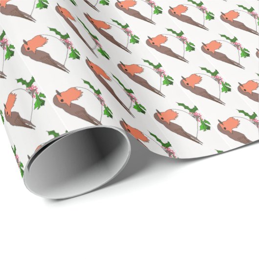Papier Cadeau Robin de Noël (Coin rond)
