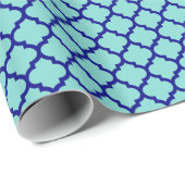 Papier Cadeau Robin Oeuf Bleu Marine Marocain Quatrefoil Motif # (Coin rond)