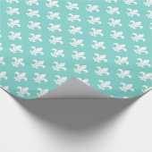 Papier Cadeau Robin Oeuf Bleu Turquoise What Fleur de Lis Motif (Coin)
