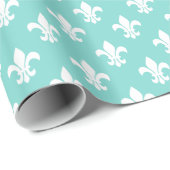 Papier Cadeau Robin Oeuf Bleu Turquoise What Fleur de Lis Motif (Coin rond)