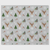 Papier Cadeau Robin Oiseau Bois Bois Cerf Aquarelle d'hiver (Plat)