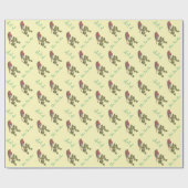 Papier Cadeau Robin perché sur des feuilles de lierre oiseaux sa (Plat)