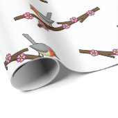 Papier Cadeau Robin sur Sakura (Coin rond)