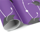 Papier Cadeau Robinet de graduation pourpre et ruban (Coin rond)