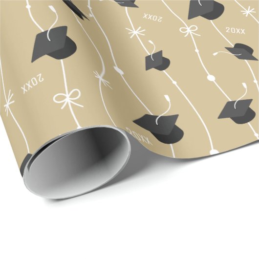 Papier Cadeau Robinets de graduation en or et ruban (Coin rond)