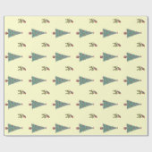 Papier Cadeau Robins de Noël et arbres de Noël (Plat)