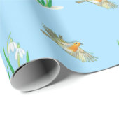 Papier Cadeau Robins rouges et snowdrops (Coin rond)