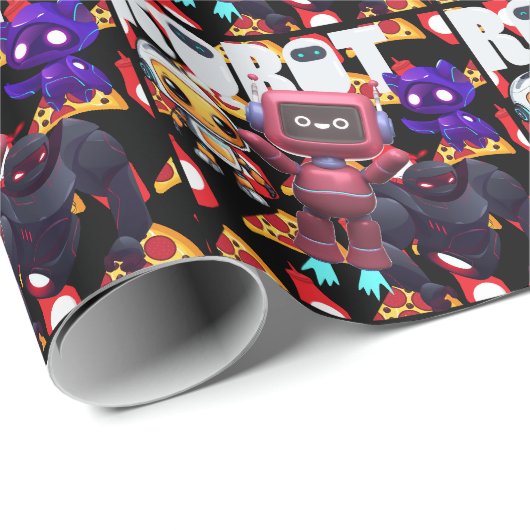 PAPIER CADEAU ROBOT (Coin rond)