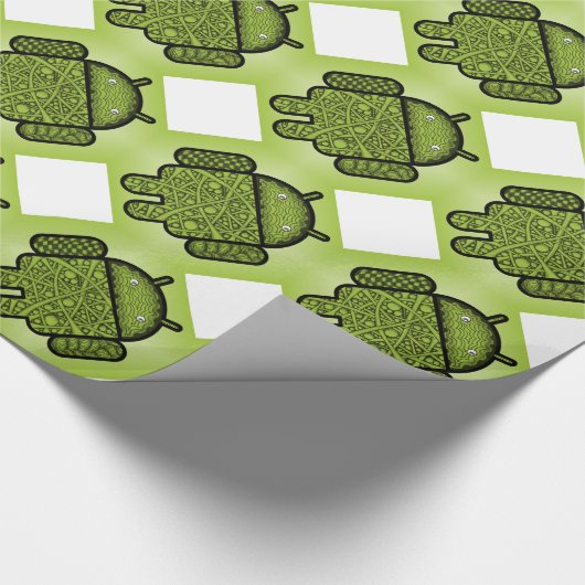 Papier Cadeau Robot androïde vert mignon (Coin)