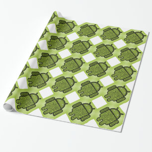 Papier Cadeau Robot androïde vert mignon