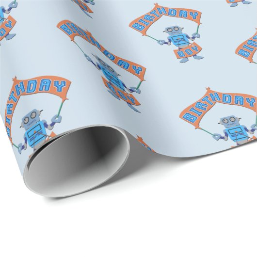 Papier Cadeau Robot Boy Birthday (Coin rond)