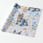 Papier Cadeau Robot chiot et nounours rose (Déroulé)