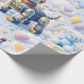 Papier Cadeau Robot chiot et nounours rose (Coin)