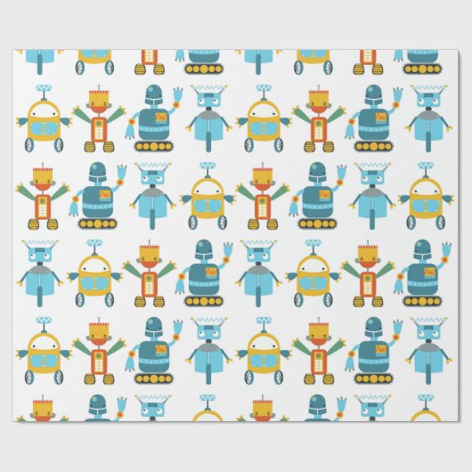 Papier Cadeau Robot coloré d'enfants (Plat)