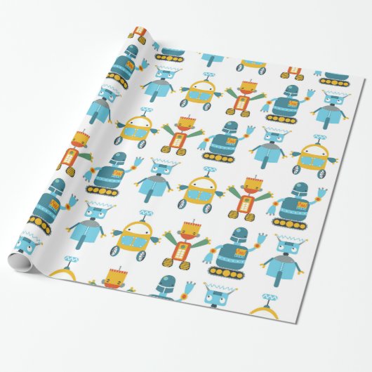 Papier Cadeau Robot coloré d'enfants (Déroulé)