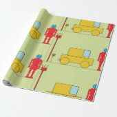 Papier Cadeau Robot Et Voiture Rétro (Déroulé)