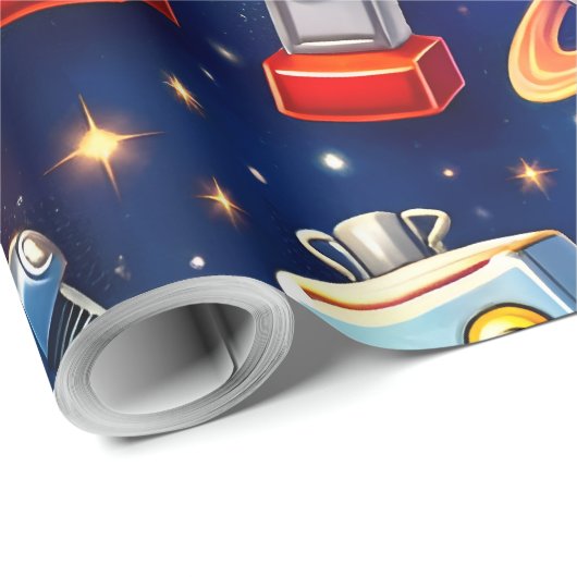 Papier Cadeau Robot exploration cos (Coin rond)