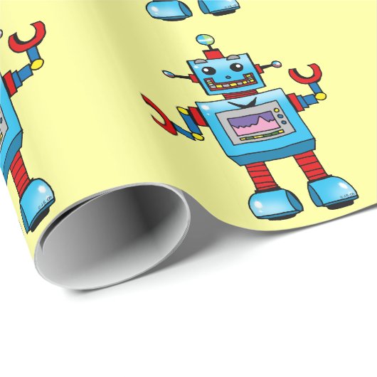 Papier Cadeau Robot mignon (Coin rond)