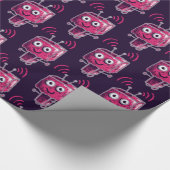 Papier Cadeau Robot mignon rose violet enfants geeks (Coin)