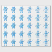 Papier Cadeau Robot rétro bleu (Plat)