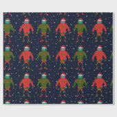 Papier Cadeau Robot rouge et vert Santa de Noël grand dans (Plat)