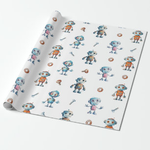 Papier Cadeau Robotique pour enfants robots mignons