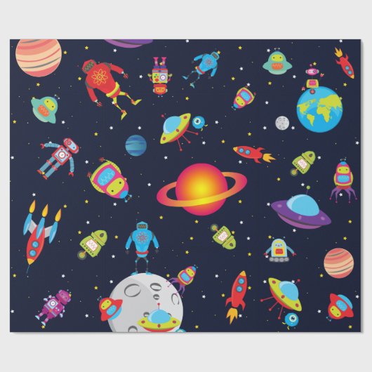 Papier Cadeau Robots dans l'espace extra-atmosphérique (Med. (Plat)