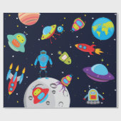 Papier Cadeau Robots en papier d'emballage d'espace (Plat)