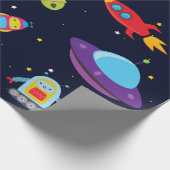 Papier Cadeau Robots en papier d'emballage d'espace (Coin)