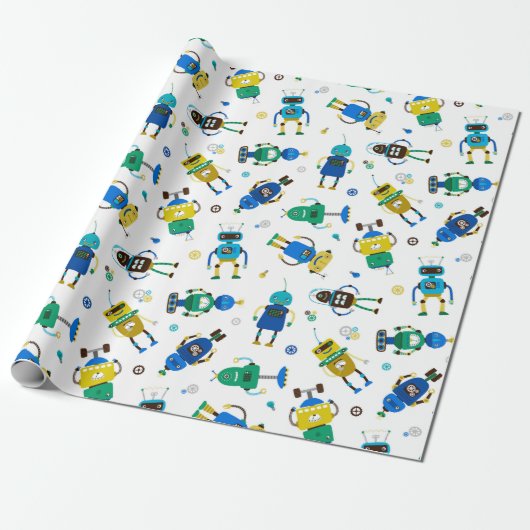 Papier Cadeau Robots heureux (Déroulé)