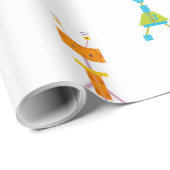 Papier Cadeau Robots mignons (Coin rond)