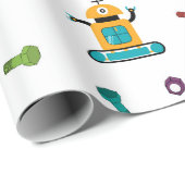Papier Cadeau Robots multicolores mignons Motif robotique pour e (Coin rond)