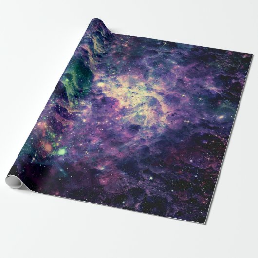 Papier Cadeau Roche spatiale cool de la galaxie violette (Déroulé)