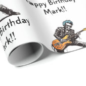 Papier Cadeau Rock and Roll Skeletons Anniversaire (Coin rond)