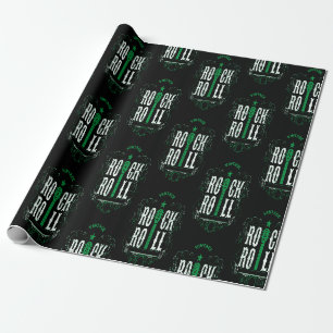 Papier Cadeau Rock And Roll Vintage Vert