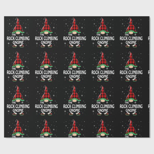 Papier Cadeau Rock Climbing Gnome Buffalo Plaid Matching Family (Plat)