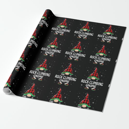 Papier Cadeau Rock Climbing Gnome Buffalo Plaid Matching Family (Déroulé)