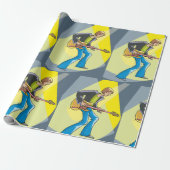 Papier Cadeau Rock Guitarist 70s Style Musician (Déroulé)