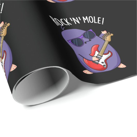 Papier Cadeau Rock N Mole Funny Animal Pun Dark BG (Coin rond)