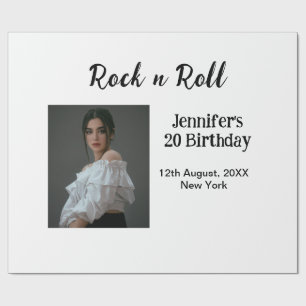 Papier Cadeau Rock n roll 20e anniversaire fille photo élégant m