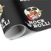 Papier Cadeau Rock n Roll Funny Sushi Roll Pun Dark BG (Coin rond)