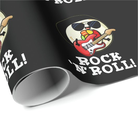 Papier Cadeau Rock n Roll Funny Sushi Roll Pun Dark BG (Coin rond)