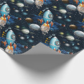 Papier Cadeau Rocketship Space Adventure (Coin)