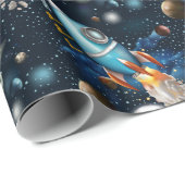 Papier Cadeau Rocketship Space Adventure (Coin rond)