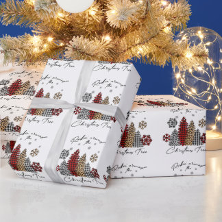 Papier Cadeau Rockin’ Christmas Plaid Leopard Print Trees