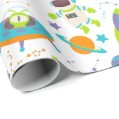 Papier Cadeau Rocks et astronautes spatiaux (Coin rond)