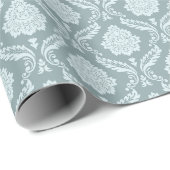 Papier Cadeau Rococo Damask Rpt Pattern Duck Egg Blue+Teal (Coin rond)