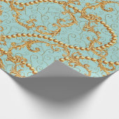 Papier Cadeau Rococo éléments dorés sans couture motif. Texte or (Coin)