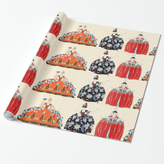 PAPIER CADEAU ROCOCO LADIES ART DÉCO DESIGN MODE COSTUME (Déroulé)